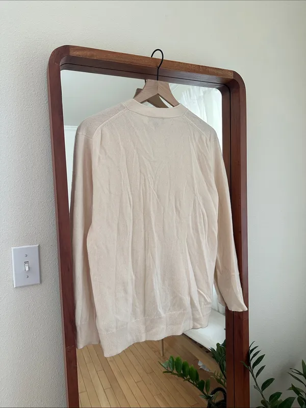 J.Crew Cashmere Cardigan V Neck Button Front Cream Womens S - Image 8
