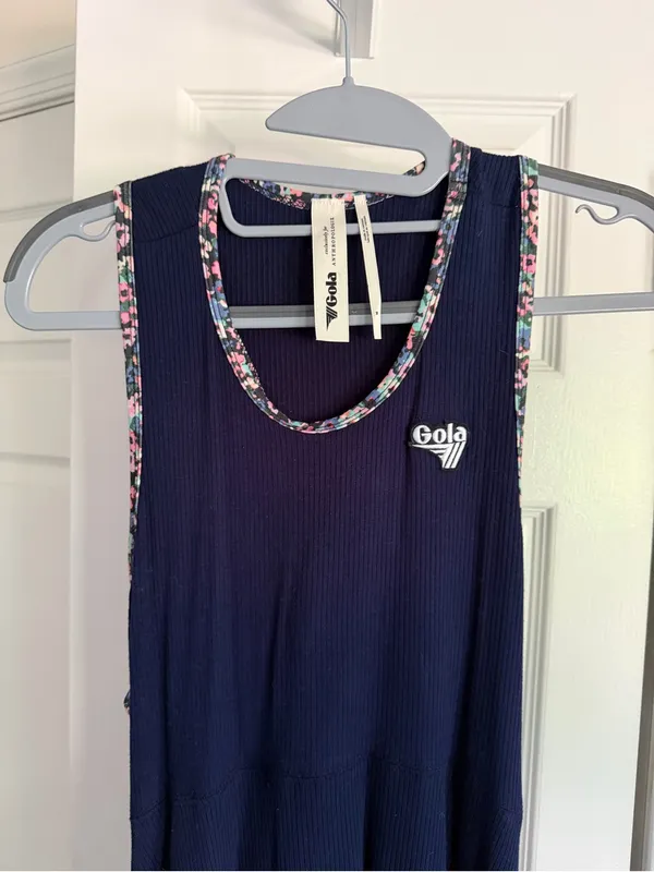 Gola x Anthropologie Sun’s Out Mini Dress Navy Floral Trim Athletic Dress Size M - Image 5