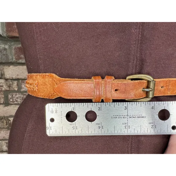 Liz Claiborne belt genuine leather brown braided skinny western - Image 6