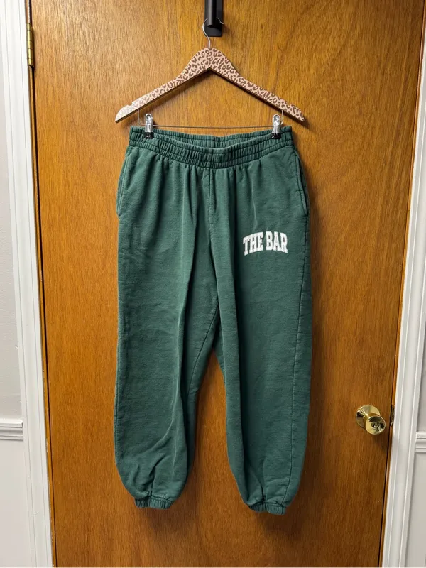 The Bar Varsity Fleece Sweatpants Hunter Green White XL READ - Image 16
