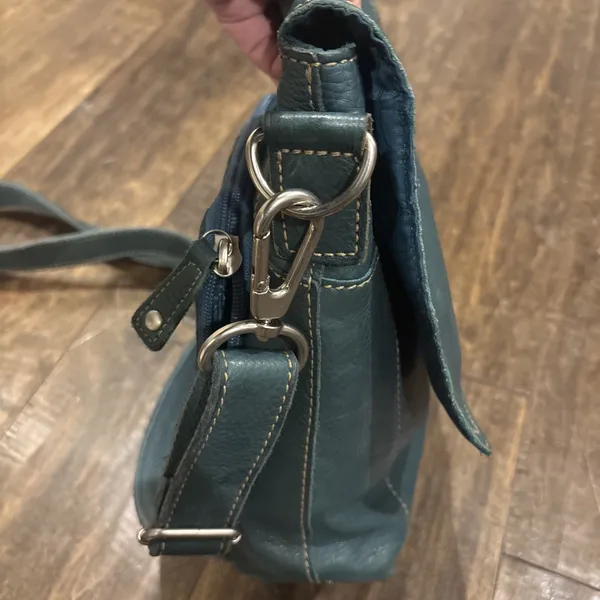 Fossil Long‎ Live Vintage Women's Teal Green Pebbled Leather Purse Crossbody Bag - Image 7