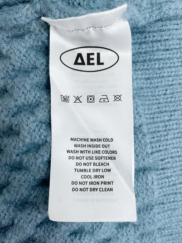 Aelfric Eden Sz XL Patchwork Cable Knit Sweater Blue Cream Colorblock Crewneck - Image 10