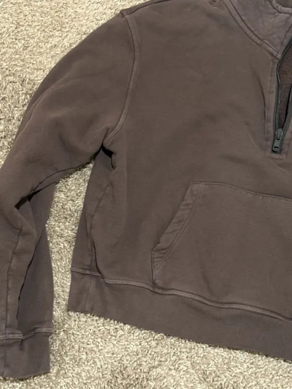 SKIMS Cotton French Terry Half Zip Dark Brown Iron Size Large womens - Image 10