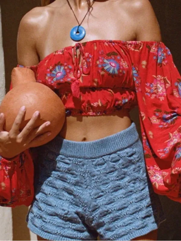 Spell blue knit bonfire organic cotton shorts - Image 2