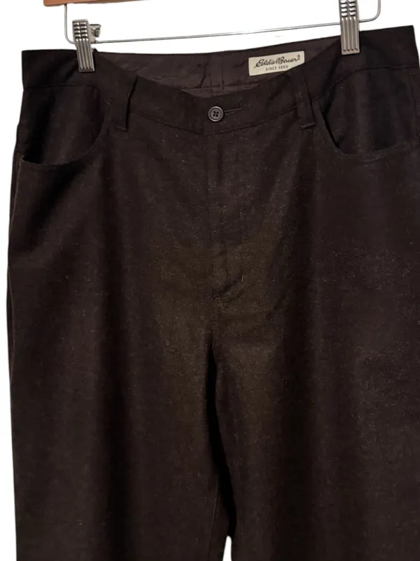 Eddie Bauer Late 90’s Dark Brown Wool High Rise Straight Leg Trousers Sz 12 - Image 3
