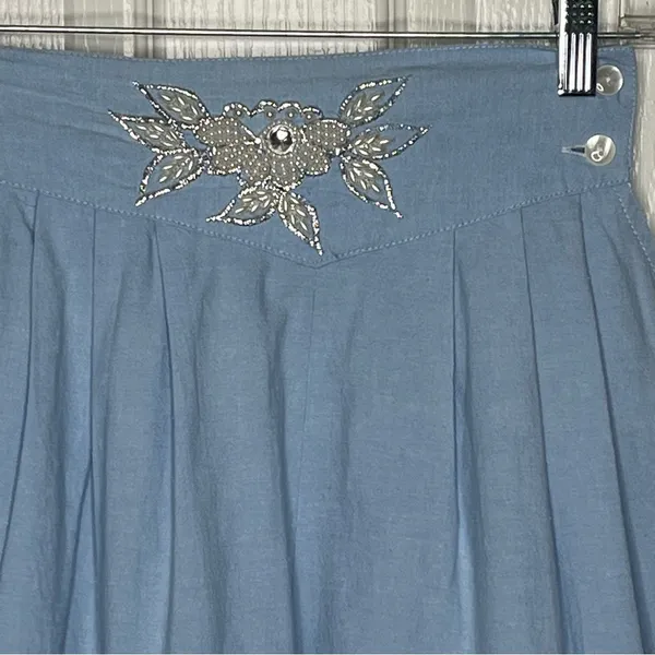 Jane Ashley Sz M High Waisted Pleated Light Blue Shorts Vintage 90’s Y2K V Yoke - Image 2