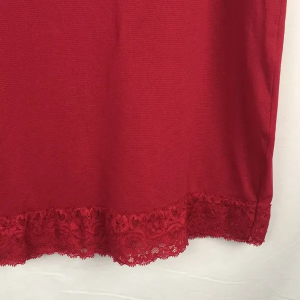 Express Red Lace Trimmed Skirt - Image 2