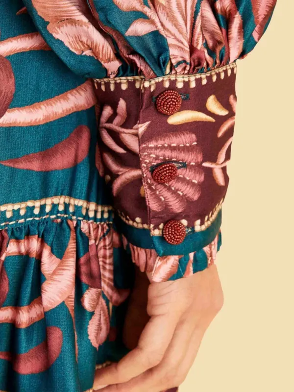 Farm Rio‎ Seashell Tapestry Teal Mini Dress NWT XXS Boho - Image 7
