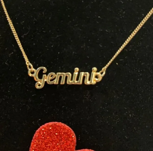 Ladies Gold Horoscope Astrology Zodiac GEMINI Birth Sign Chain Necklace Gift - Image 2