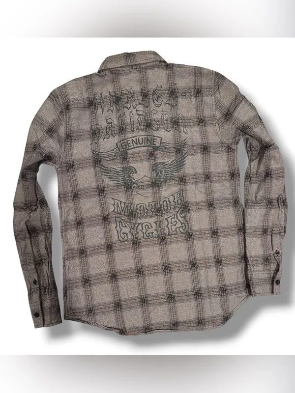 Harley Davidson Genuine Motorclothes Plaid Graphic Button Up Shirt Small - Image 5