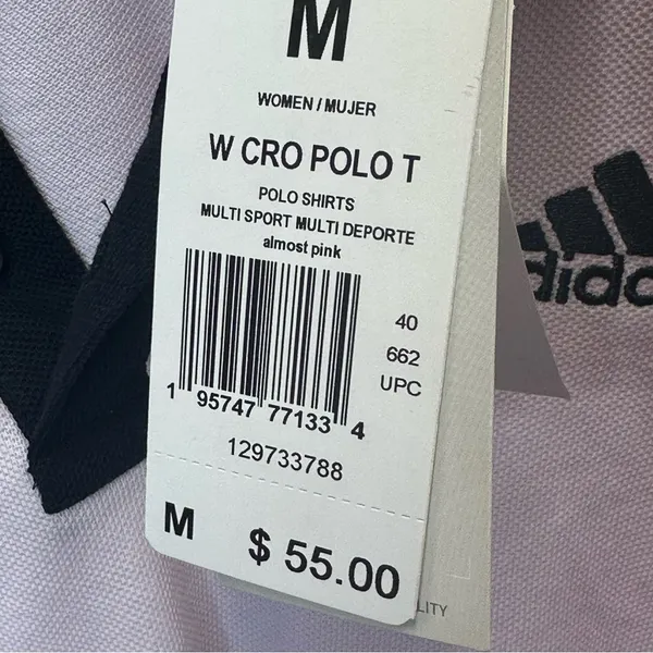Adidas Cropped Medium Oversized Light Purple Polo Shirt Multi Sport - Image 7