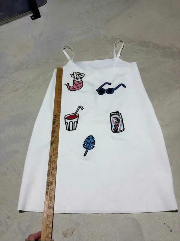 Zara trafaluc summer patches white dress medium - Image 3