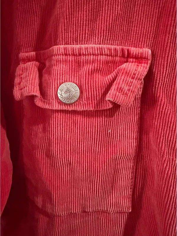 Fresh Produce Red Corduroy Button-Up Jacket Medium - Image 7
