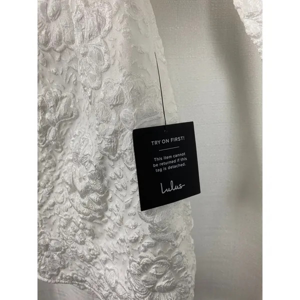 Lulus White Jacquard Elevated Icon Mini Dress Sz.M NWT - Image 10