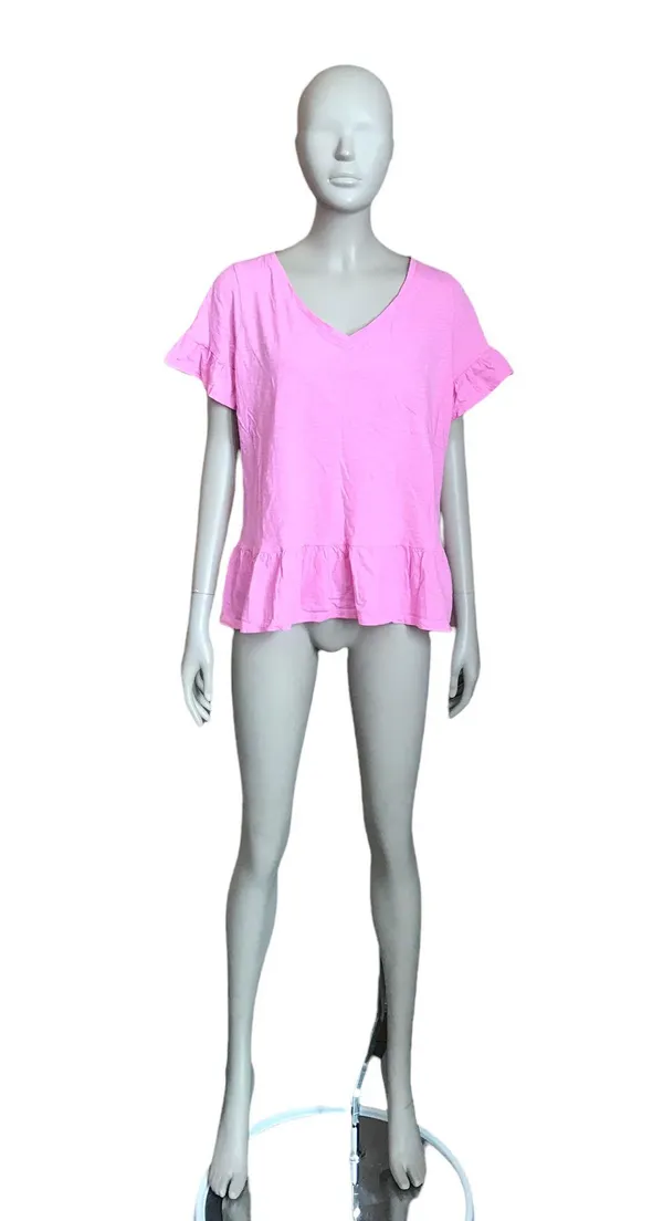 Pink Ruffle Short Sleeve Top - Image 2
