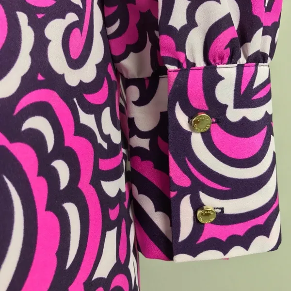 Juicy Couture Purple Print Tunic Shirt Dress Sz XS Colorful Maximalist - Image 8