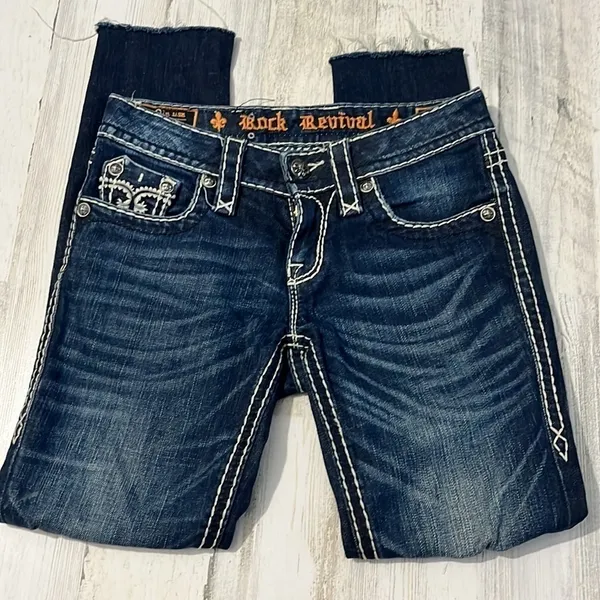 Rock Revival Sharon Skinny Raw Hem Jeans Size 25 - Image 5