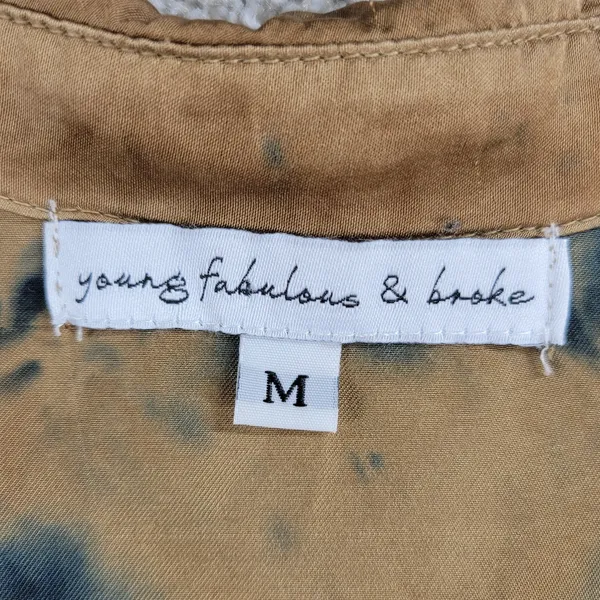 Young Fabulous & Broke Womens Susan Shirt Medium Blue T an Tie Dye Button Down - Image 2