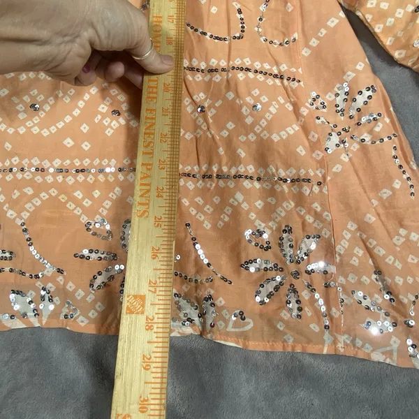 Soft Surroundings Womens Tunic Top Large Orange Sequin Long Sleeve‎ Lightweight - Image 6