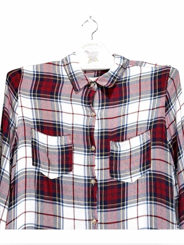 ANTHROPOLOGIE THREAD & SUPPLY Women’s Plaid Flannel Tunic Shirt Dress Size Large - Image 3