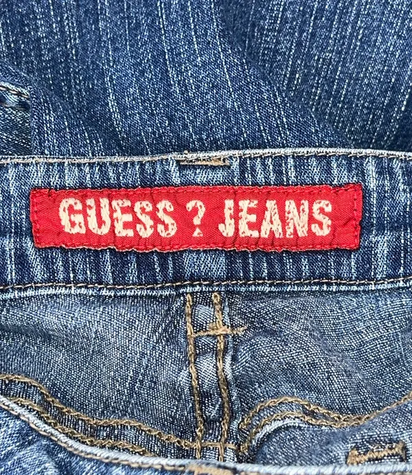 Vintage 90s Guess Jeans Straight Leg Womens 29 Mid Rise Triangle Logo Y2K Grunge Denim - Image 9