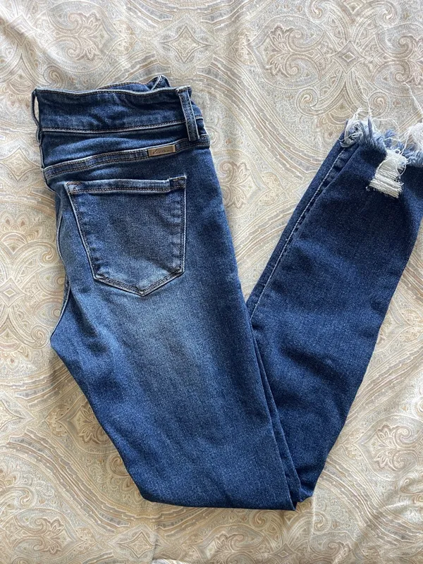 KanCan Dark Blue Distressed Skinny Jeans - Image 13