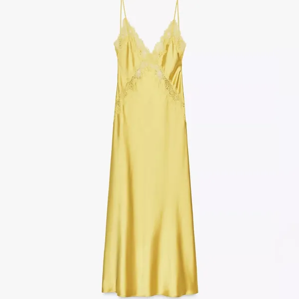 Zara Women's SATIN LACE MIDI DRESS S - Image 3