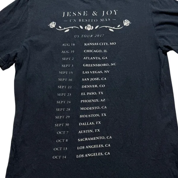 Jesse & Joy Un Besito Más 2017 US Tour Black Tee Small - Image 5