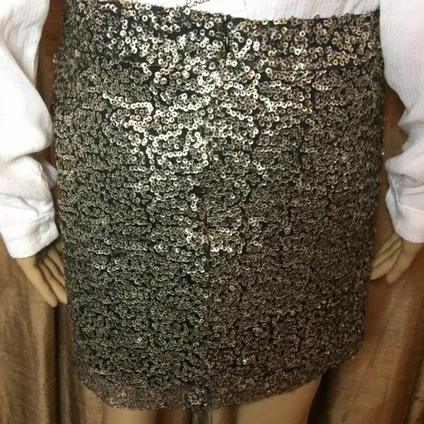 Native Rose Women's Festive Festival Bronze Sequin Mini Skirt-Sheer @Hem-Size 10 - Image 7