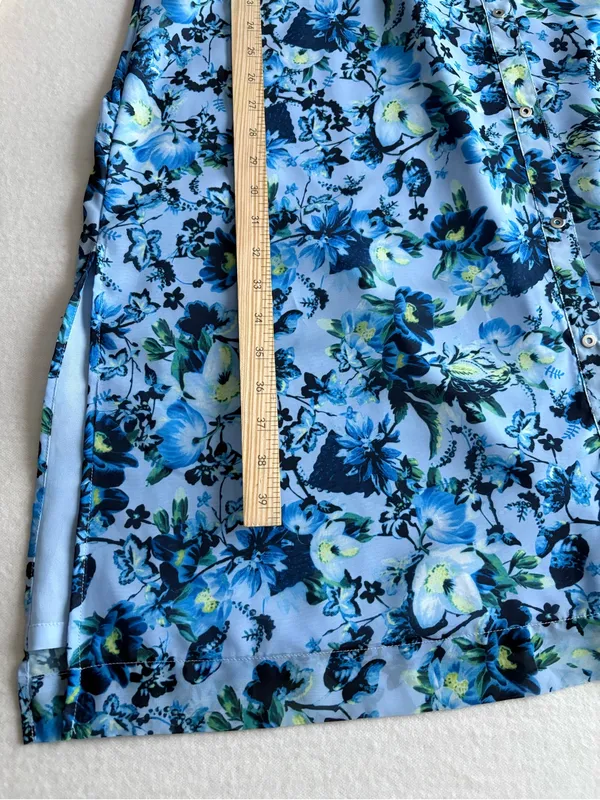Tahari Light Blue Floral Button-Front Long Sleeve Midi Dress - Image 11