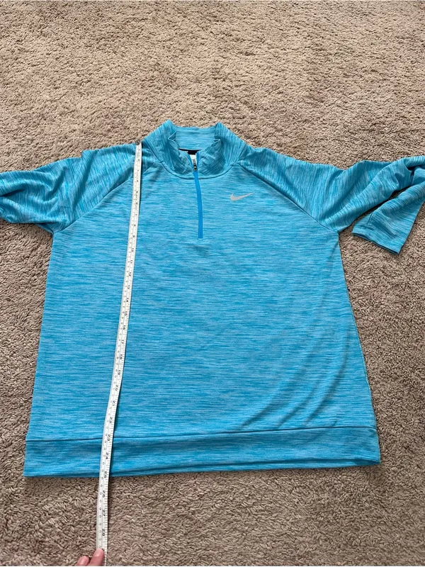 Nike Running Dri Fit Womens Large 1/4 Zip Blue Stretch Long Sleeve - Image 8