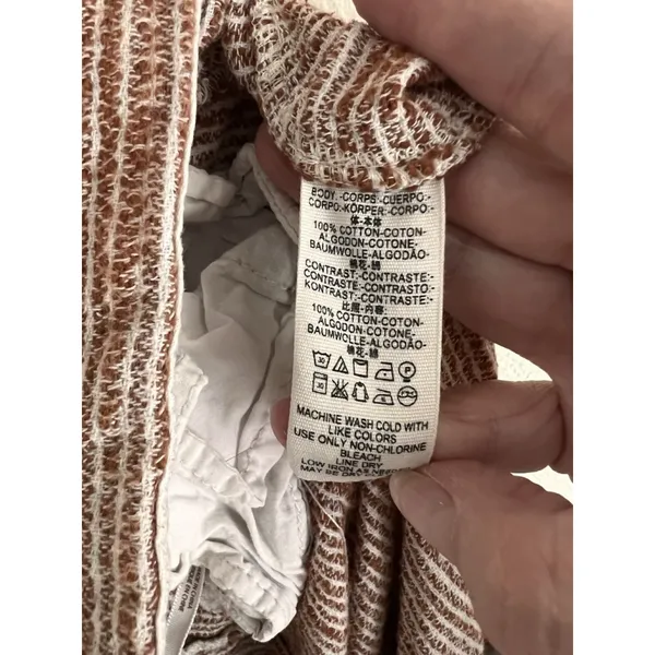 Free People “Light At Sunrise” Pants Women’s Size 8‎ Brown White Tapered Cotton - Image 8