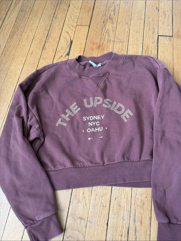 The Upside Dusty Mauve Cropped Logo Sweatshirt Pink - Image 2