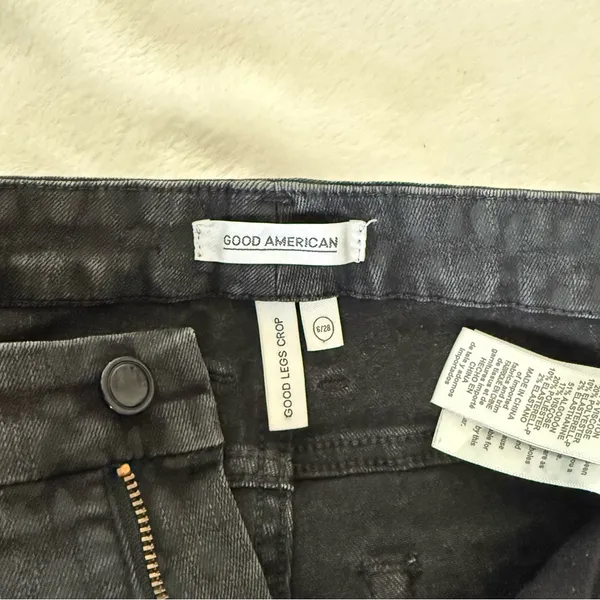 Good American Good Legs Crop Animal Print Jean Size 28/6 Black STRETCH! - Image 3