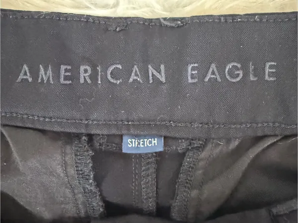 American Eagle Super High Rise Wide Leg Pants Size 8 Black Stretch Trousers - Image 4