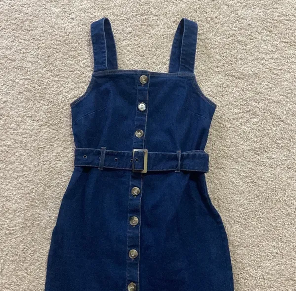 H&M dark denim midi dress. S - Image 2