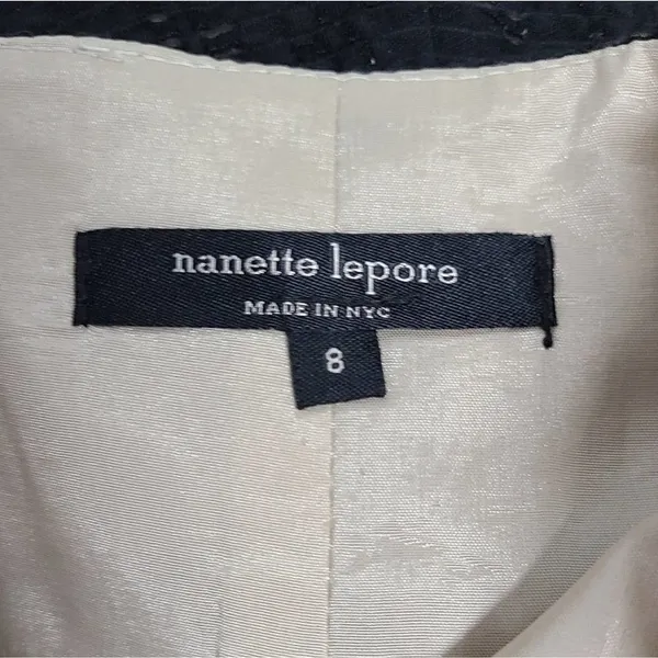 Nanette Lepore Black Jacquard Pleated Mini Skirt Back Zipper‎ Size 8 - Image 8