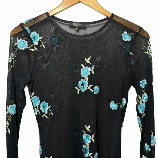 Karen Kane Sheer Mesh Floral Top Women's Small Fairy Coquette Festival Indie Y2K - Image 5