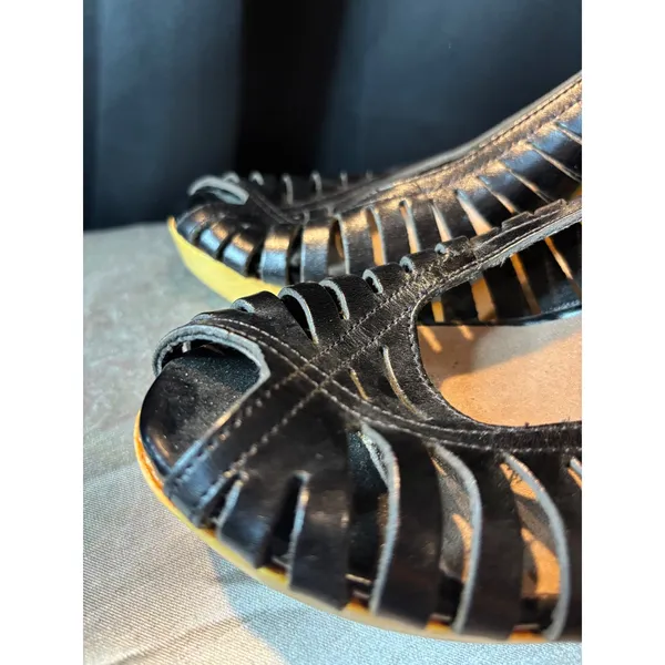 Michael Kors Black Leather Wood Platform Slingback Sandals Heels Size 10M - Image 3