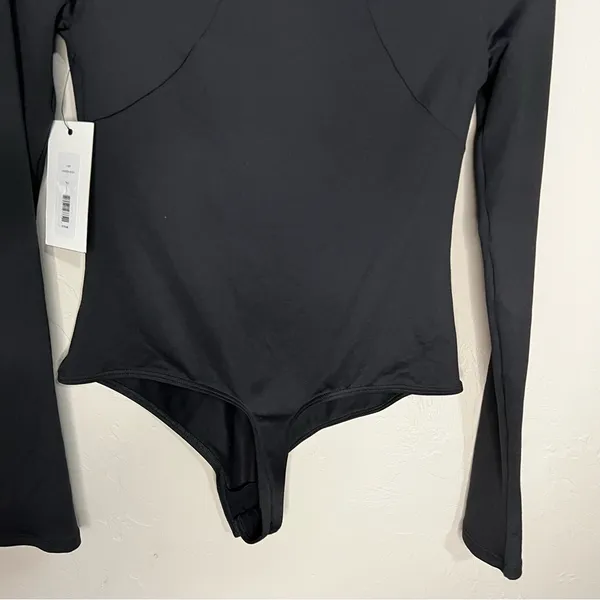 ALIX NYC Jansen Black Sweatheart Neckline Long sleeve Thong‎ Bodysuit - Image 13