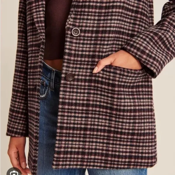 ABERCROMBIE & FITCH Heavyweight Wool Blend Blazer Coat Preppy Academia Small - Image 5
