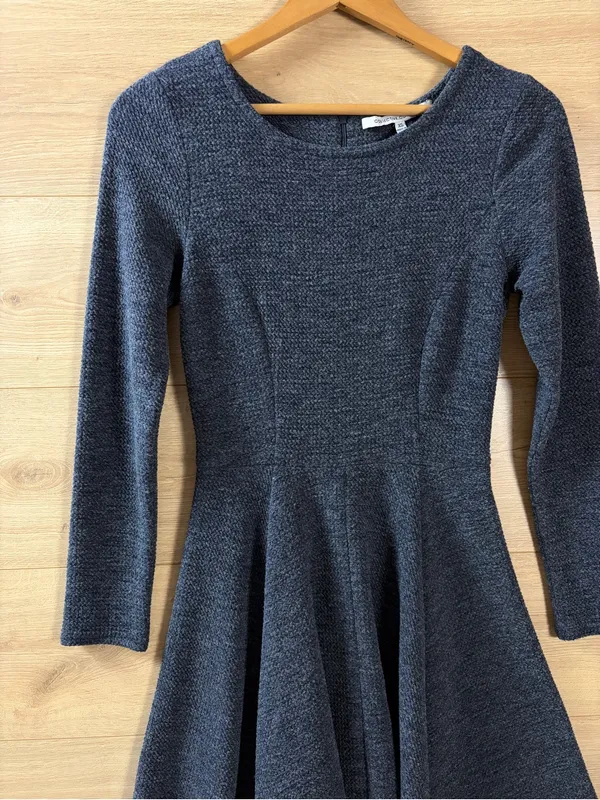 Collective Concepts Long Sleeve Fit-and-Flare Dress in Charcoal Gray - Image 3