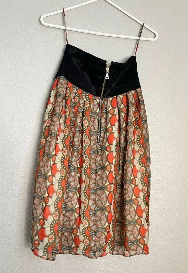 Alice+Olivia Black/Multi silk strapless mini dress, size 10 NWT $396 - Image 2