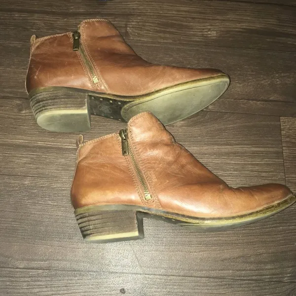 Lucky Brand Basel double zipper soft leather brown booties - Image 2