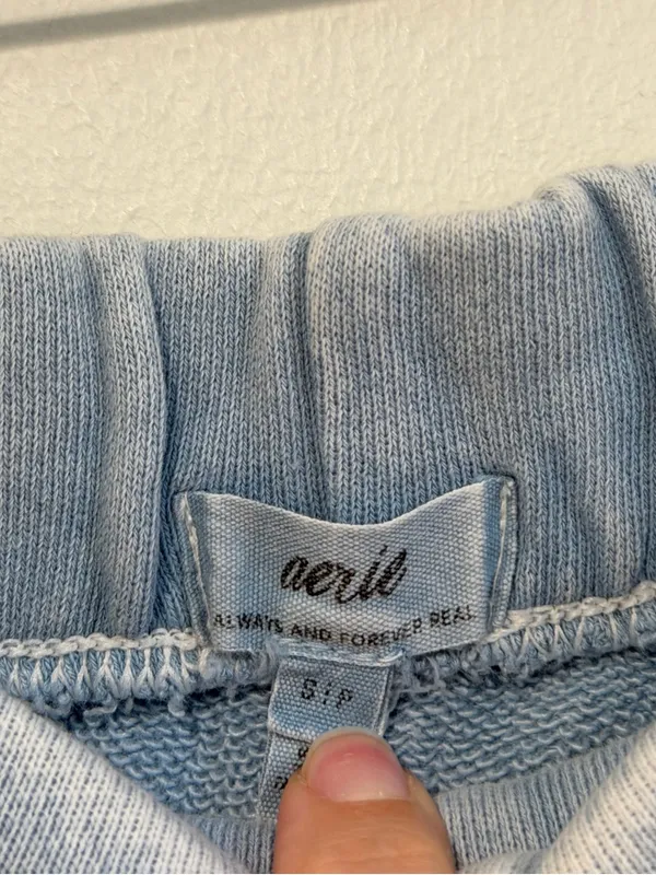 Aerie New Heights Trouser Fleece Short Size Small Cloud Wash Light Blue Sweat - Image 3