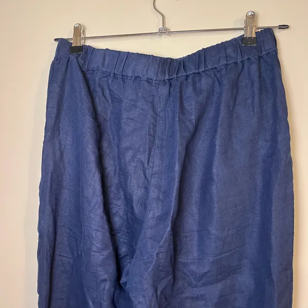 Quince European Linen Tapered Pull On Ankle Pants Navy Blue M - Image 7