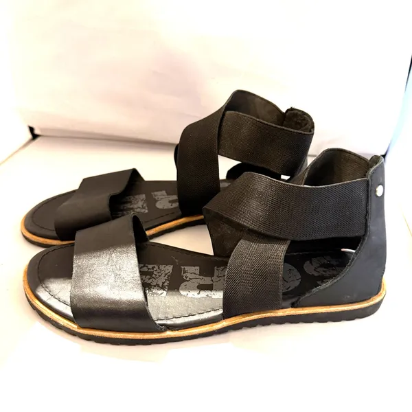Sorel Black Ella Leather Cross Ankle Strap Sandals Size 6.5 - Image 4