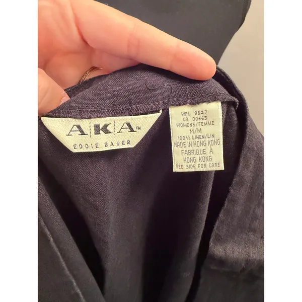 Vintage 90s AKA Eddie Bauer Black 100% Linen Sleeveless Shift Dress Minimalist - Image 5
