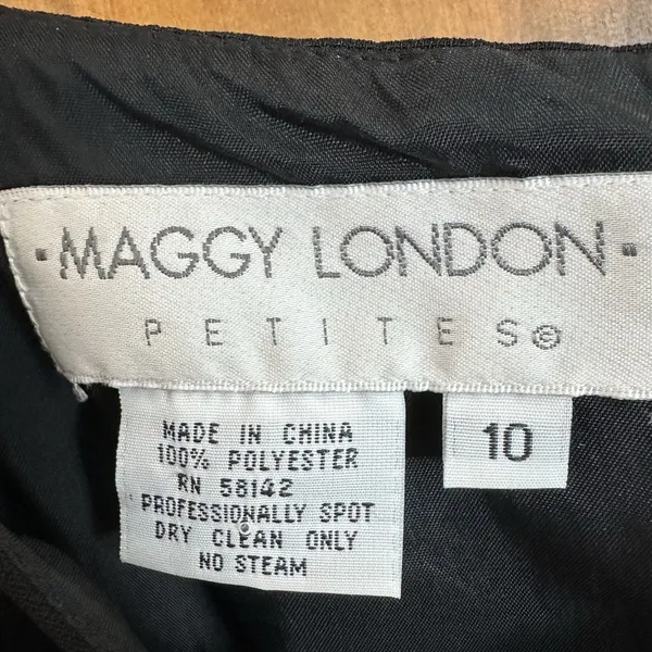 Maggy London Petites Maxi Dress 10 Sleeveless Embroidered Sequin Dark Floral Art - Image 2