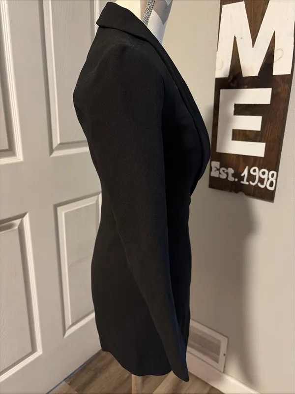 Tobi New! Women’s Black Miss Bossy Tuxedo Zipper Wrap Dress Size XS / PT - Image 6